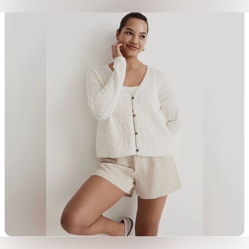 NWT Madewell XXS OVERSIZED Open-Stitch Cardigan Sweater in Classic Coral